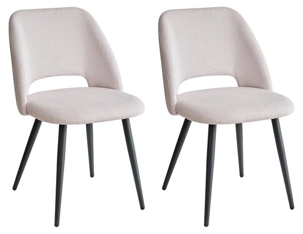 Sada jídelních židlí (2, 4 nebo 6 kusů) – sedák z ribového sametu, ergonomický design, černé kovové nohy