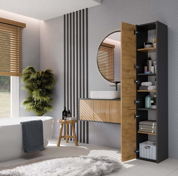 TP Living Koupelnová skříňka S33 170 cm antracit/dub artisan