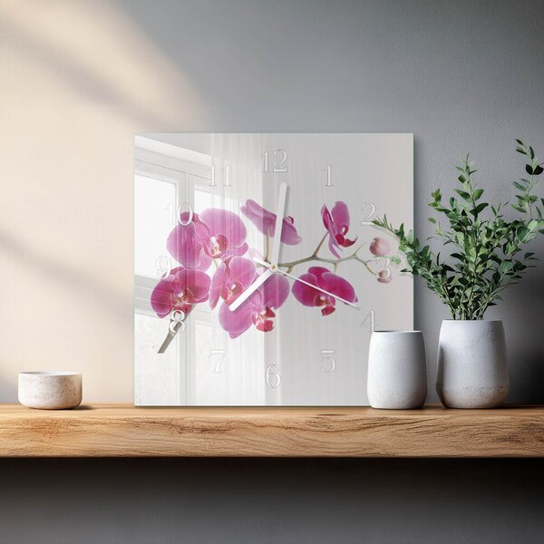 Skleněné hodiny Orchidej zskb-30x30-00081722