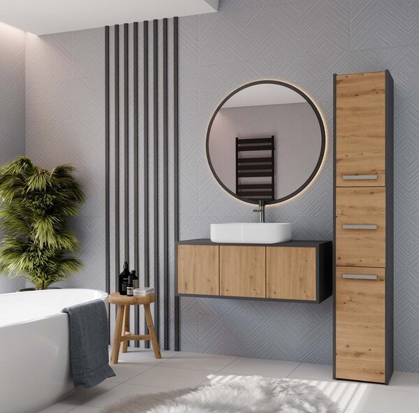 TP Living Koupelnová skříňka S33 170 cm antracit/dub artisan