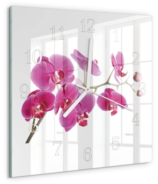 Skleněné hodiny Orchidej zskb-30x30-00081722