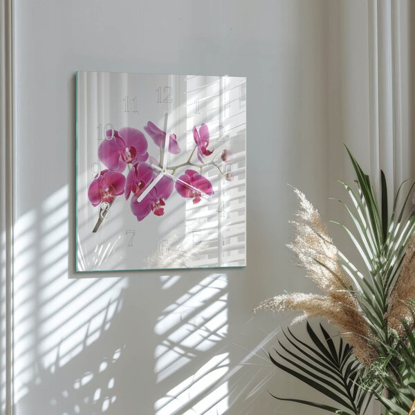 Skleněné hodiny Orchidej zskb-30x30-00081722