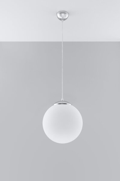 Sollux SL.0264 - Lustr na lanku UGO 1xE27/15W/230V pr. 30 cm bílá/lesklý chrom