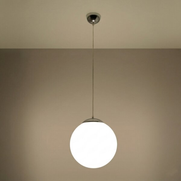 Sollux SL.0264 - Lustr na lanku UGO 1xE27/15W/230V pr. 30 cm bílá/lesklý chrom
