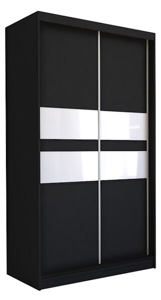 Skříň s posuvnými dveřmi FINEZJA, černá/bílé sklo, 150x216x61