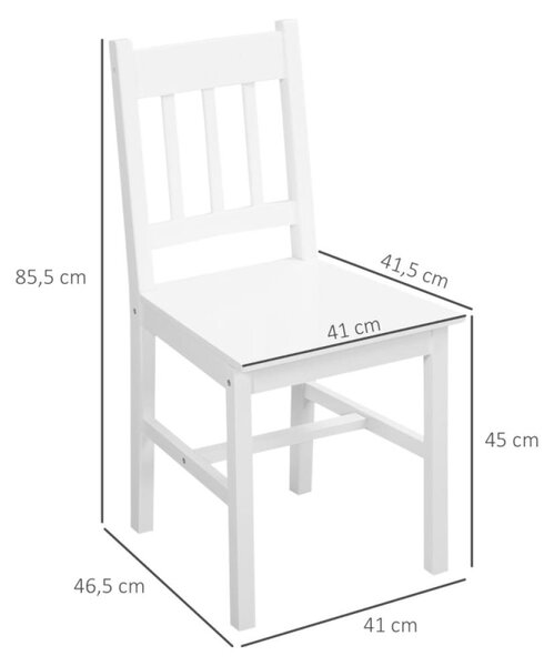 Jídelní židle - Židle - Židle s opěradlem ve tvaru sedáku - Kuchyňská židle - Židle k stolu - Sada 2 kusů - Moderní, bílá