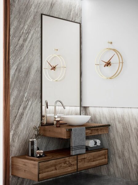 Designové nástěnné hodiny Nomon Dos Puntos Premium Gold 56cm