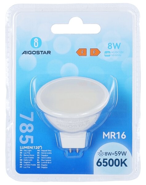 LED Žárovka MR16 GU5,3/8W/12V 6500K - Aigostar