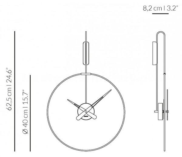 Designové nástěnné hodiny Nomon Daro Graphite small 62cm