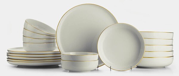 ASIR Porcelánová jídelní souprava (18 ks) krémová a zlatá