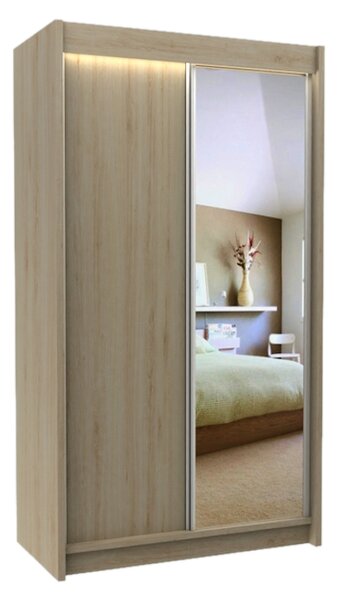 Skříň s posuvnými dveřmi a zrcadlem TARRA, sonoma,120x216x61