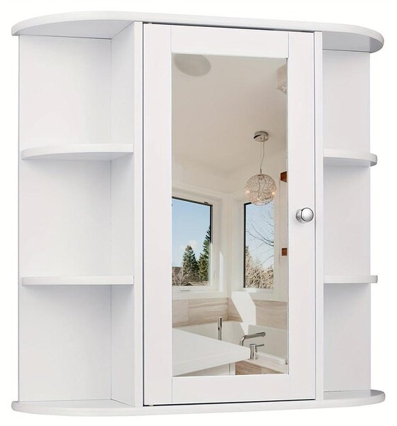 Skříňka do koupelny - Nástěnná skříňka - Úložná skříňka - Zrcadlová skříňka - Lékárnička - Skandinávský design - Úzká, rozměry 60x16x58 cm