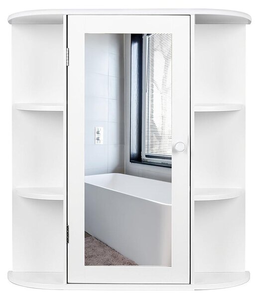 Skříňka do koupelny - Nástěnná skříňka - Úložná skříňka - Zrcadlová skříňka - Lékárnička - Skandinávský design - Úzká, rozměry 60x16x58 cm