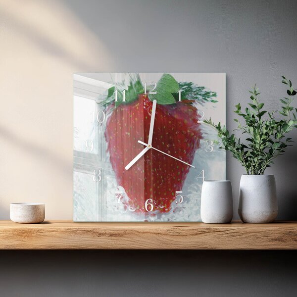 Skleněné hodiny Jahoda zskb-30x30-00079061