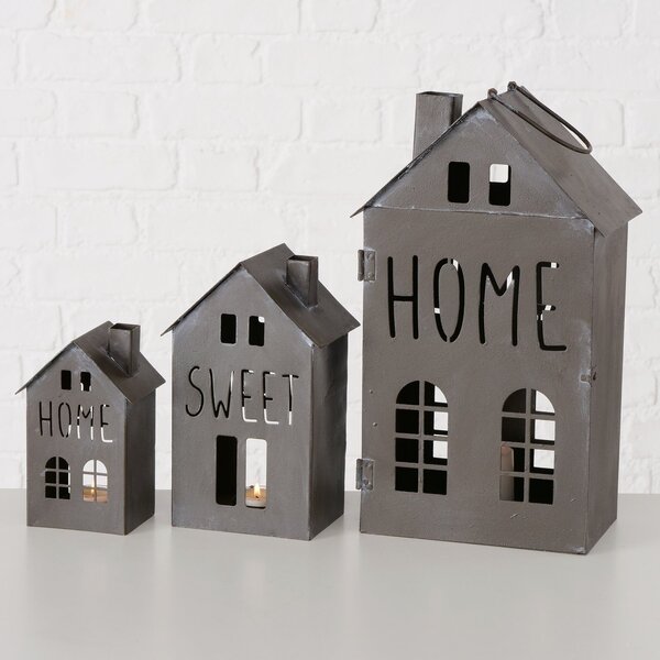 Kovové lucerny Home Sweet Home - set 3 ks