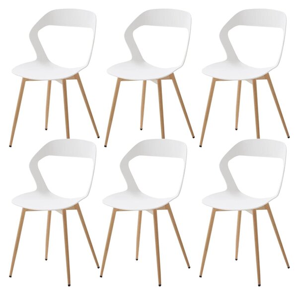 Sada 6 bílých jídelních židlí - Židle - Konferenční židle - Stoličky - Designové židle - Skandinávský design