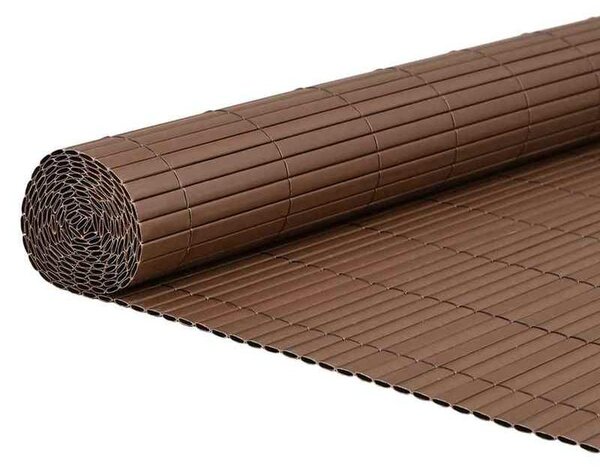 Záhradní brána, oboustranná, hnědá, rozměry 1,8 x 5 metrů, vyrobená z PVC – pevné a stabilní oplocení pro zahradu