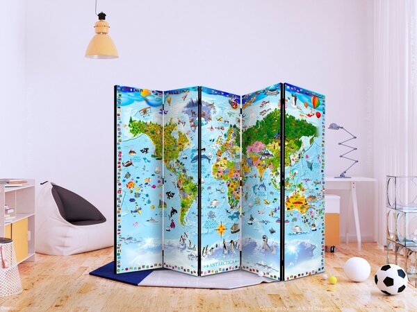Murando DeLuxe Paraván mapa světa pro děti Velikost: 225x172 cm