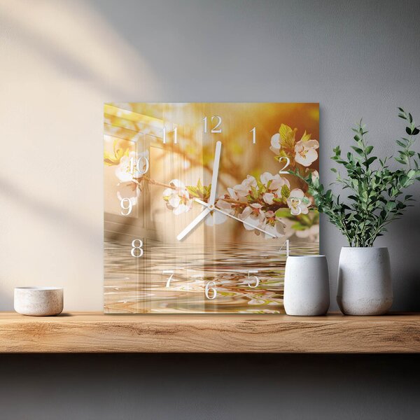 Skleněné hodiny Květiny zskb-30x30-00084531