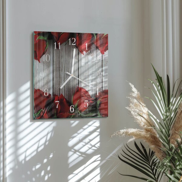 Skleněné hodiny Růžové tablety zskb-30x30-00086218