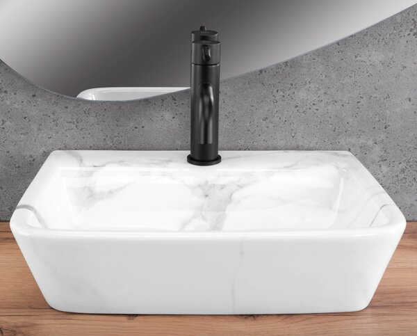 Keramické umyvadlo na desku REA ALTEA 45x25, mramor