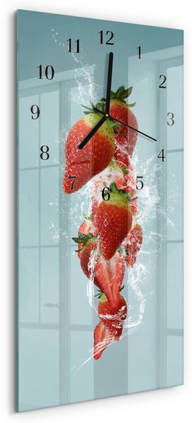 Skleněné hodiny vertikální Jahoda zsppc-30x60-00172344