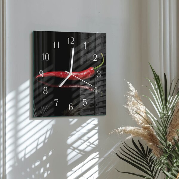 Skleněné hodiny Chilli paprička zskb-30x30-00079085