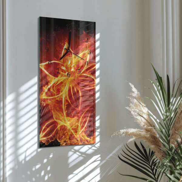 Skleněné hodiny vertikální Ohnivý květ zsppc-30x60-00171127