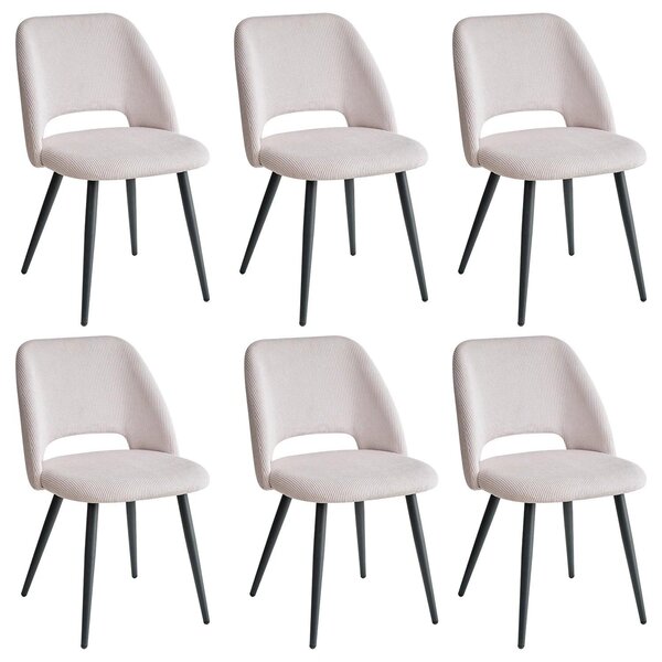 Sada jídelních židlí (2, 4 nebo 6 kusů) – sedák z ribového sametu, ergonomický design, černé kovové nohy