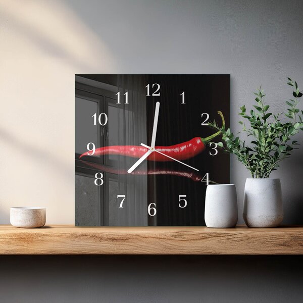 Skleněné hodiny Chilli paprička zskb-30x30-00079085