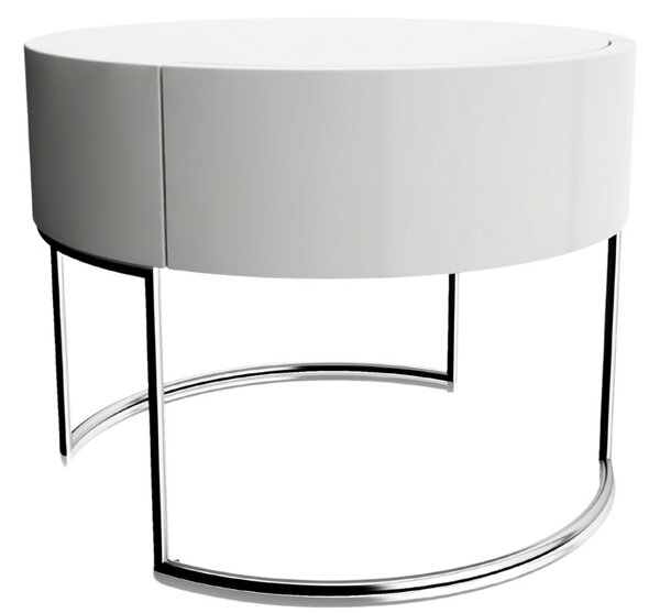 Bílý kulatý konferenční stolek Miotto Ardea s nerezovou podnoží 53 cm