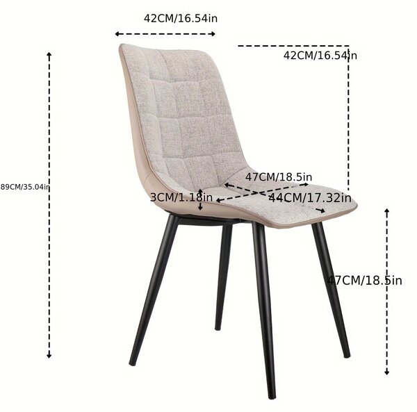 Jídelní židle - Židle - Židle s opěradlem ve tvaru sedáku - Pohodlná židle - Designová židle - Kovový rám - Lněná potahová látka - Sada 2 kusů