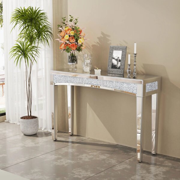 Konsole s zrcadlem - Příruční stolek - Boční stolek - Toaletní stolek - Moderní design se zrcadlovým povrchem - Šířka 120 cm