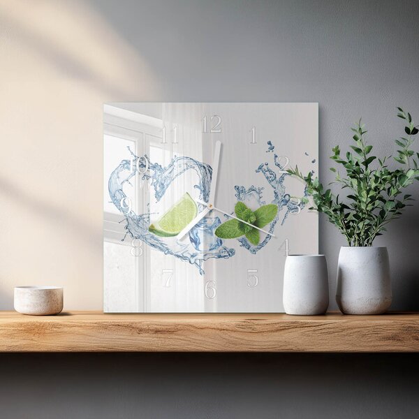 Skleněné hodiny Máta zskb-30x30-00090433