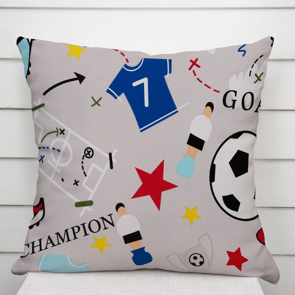 Biante Dětský bavlněný povlak na polštář Sandra SA-646 Fotbal to je hra - na šedém 30 x 50 cm