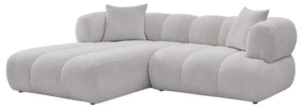 -25 % Dny MOMENTI– Bobochic Paris Světle šedá bouclé rohová pohovka Pamira 253 cm, levá