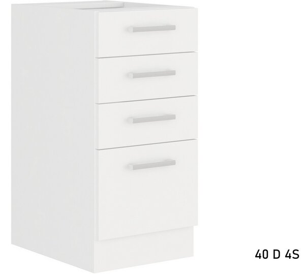 Kuchyňská skříňka dolní s pracovní deskou EKO WHITE 40D 4S, 40x85x60, bílá