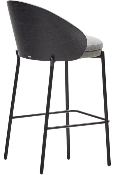 Šedá čalouněná barová židle Kave Home Eamy II. 65 cm