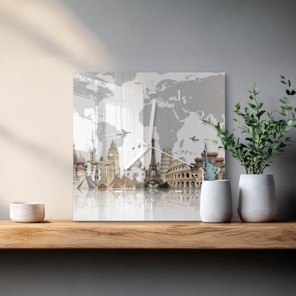 Skleněné hodiny Svět zskb-30x30-00084229