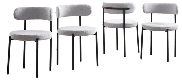 Jídelní židle – Sada 4 kusů – Bistro židle – Design v retro stylu – Čalounění z veluru – Kovová konstrukce