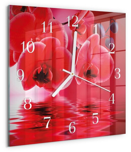 Skleněné hodiny Orchidej zskb-30x30-00085679
