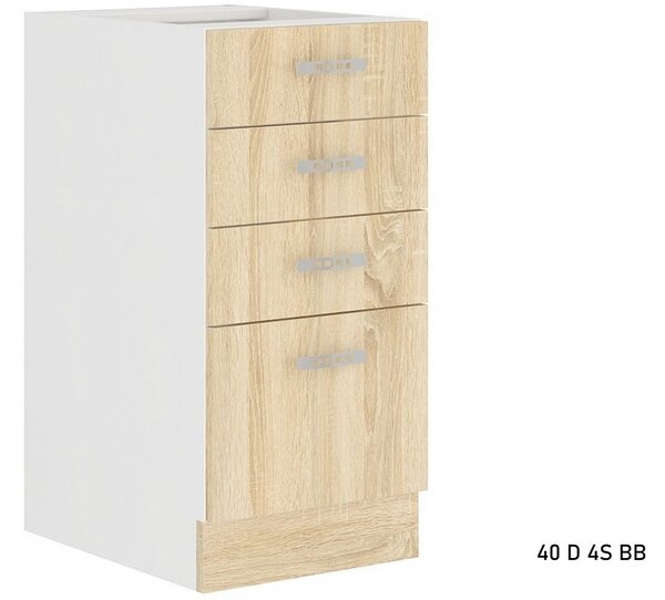 Kuchyňská skříňka dolní AVRIL 40 D 4S BB, 40x82x48, bílá/sonoma