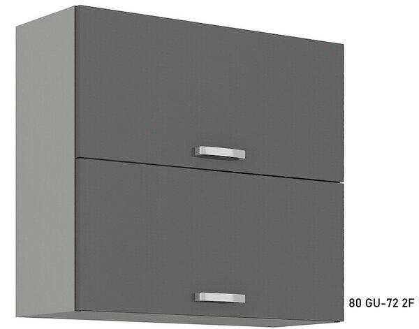 Kuchyňská skříňka horní dvoudveřová GREY 80 GU-72 2F, 80x71,5x31, šedá/šedá lesk