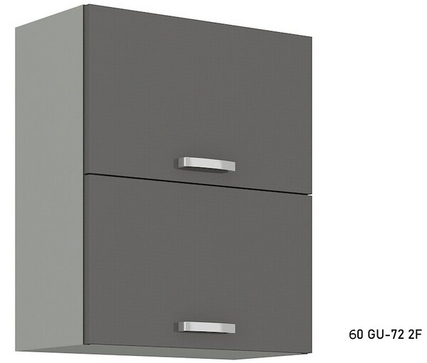 Kuchyňská skříňka horní dvoudveřová GRISS 60 GU-72 2F, 60x71,5x31, šedá/šedá lesk
