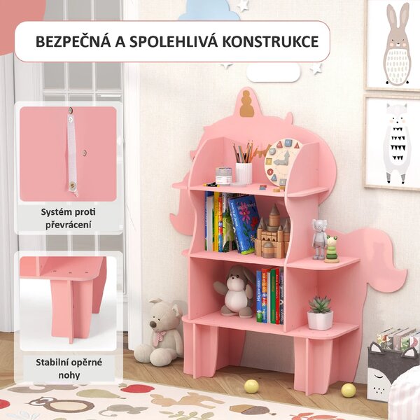 Dětská knihovna motiv jednorožec, růžová TP10192PI