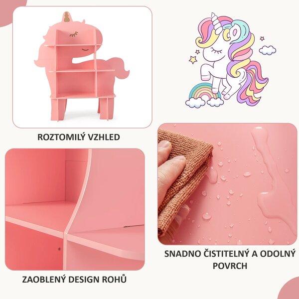 Dětská knihovna motiv jednorožec, růžová TP10192PI