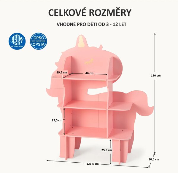 Dětská knihovna motiv jednorožec, růžová TP10192PI