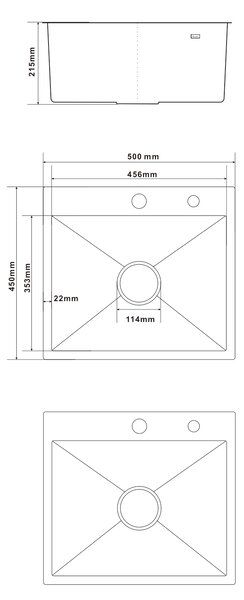 Erga HD, 1-komorový ocelový dřez 500x450x210 mm, ocelová, ERG-MLS-HD5045