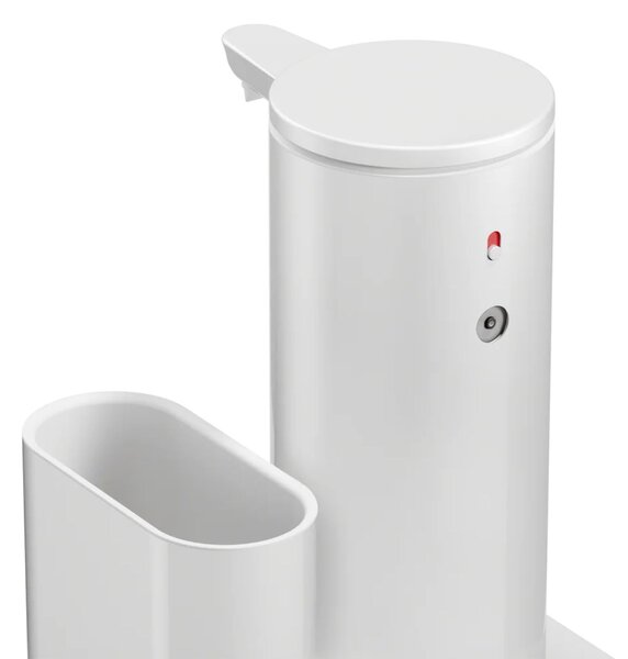 Simplehuman bezdotykový dávkovač - 266 ml + držák na houbičku, bílá ocel
