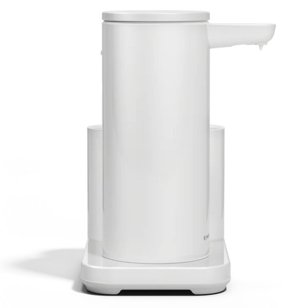 Simplehuman bezdotykový dávkovač - 266 ml + držák na houbičku, bílá ocel
